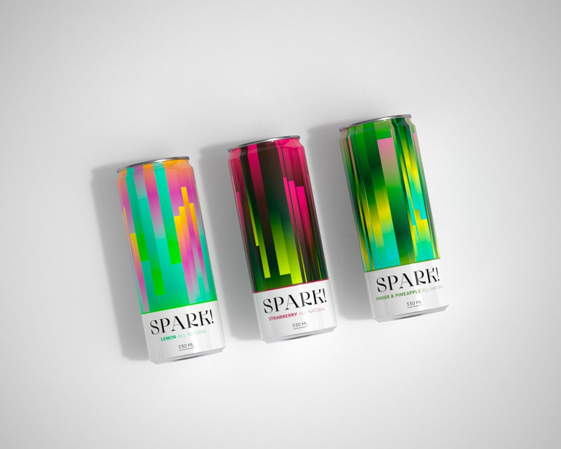 Three cans of Spark! Lemon, strawberry and ginger/pineapple.